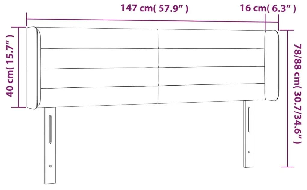 Tablie de pat cu aripioare gri deschis 147x16x78 88 cm catifea 1, Gri deschis, 147 x 16 x 78 88 cm