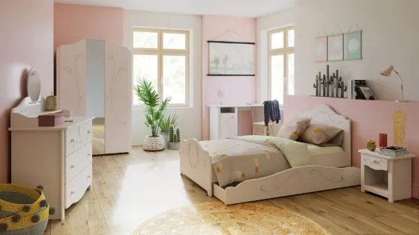 Coiffeuse cu 3 compartimente alb Sweet