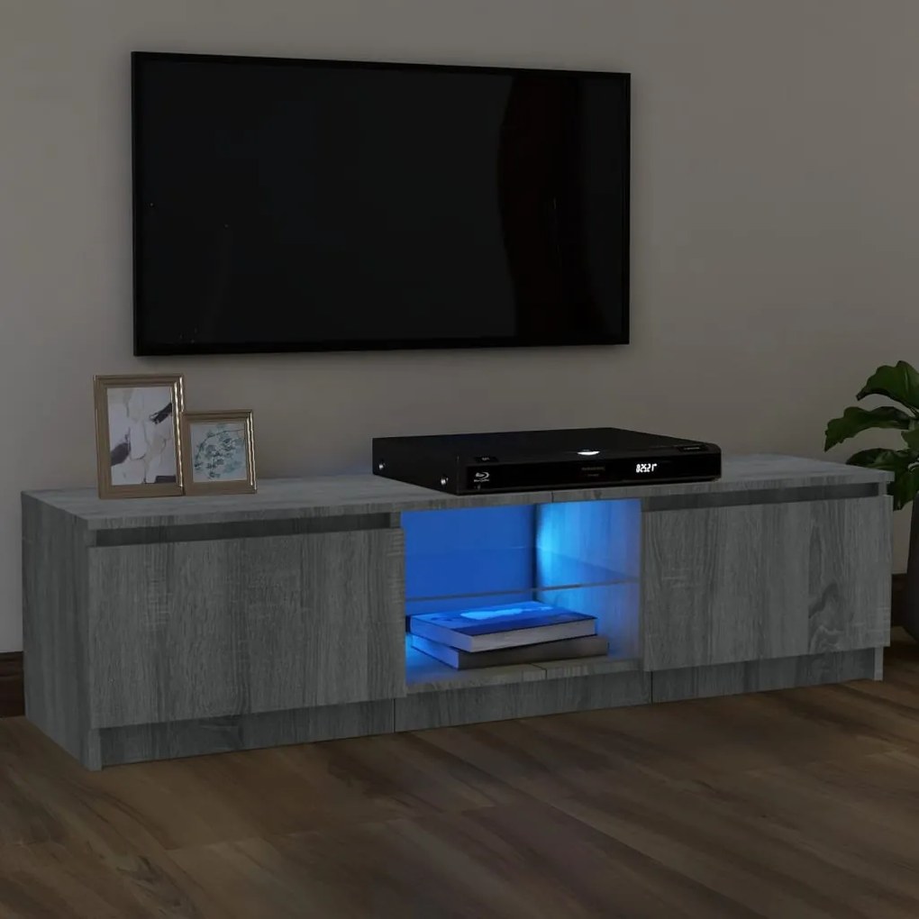 vidaXL Comodă TV cu lumini LED, gri sonoma, 120x30x36 cm