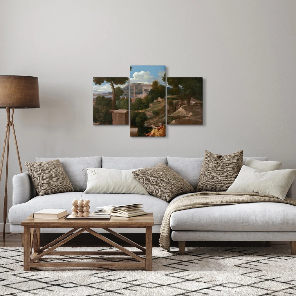 Tablou - Nicolas Poussin, Landscape with Saint John on Patmos, reproducere (90x60 cm)