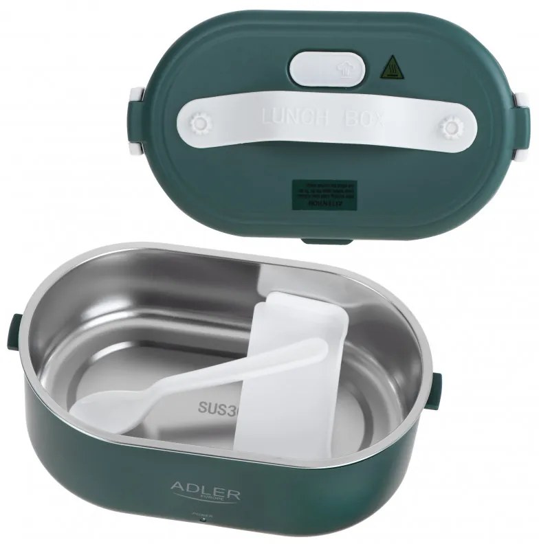 Cutie alimentara electrica Adler AD 4522, 45W, 0.8 L, Pana la 70°C, Recipient din otel inoxidabil, Geanta termica, Verde