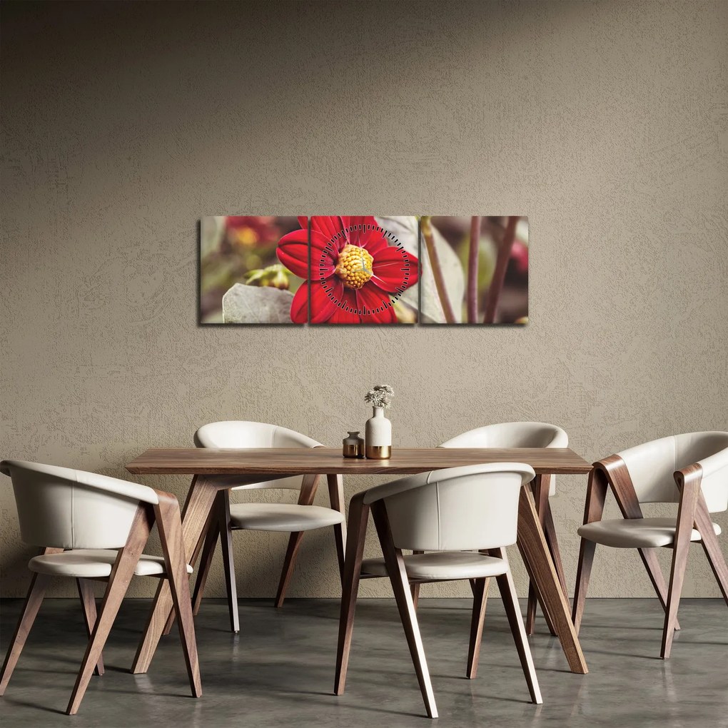 Tablou cu floare (cu ceas) (90x30 cm)