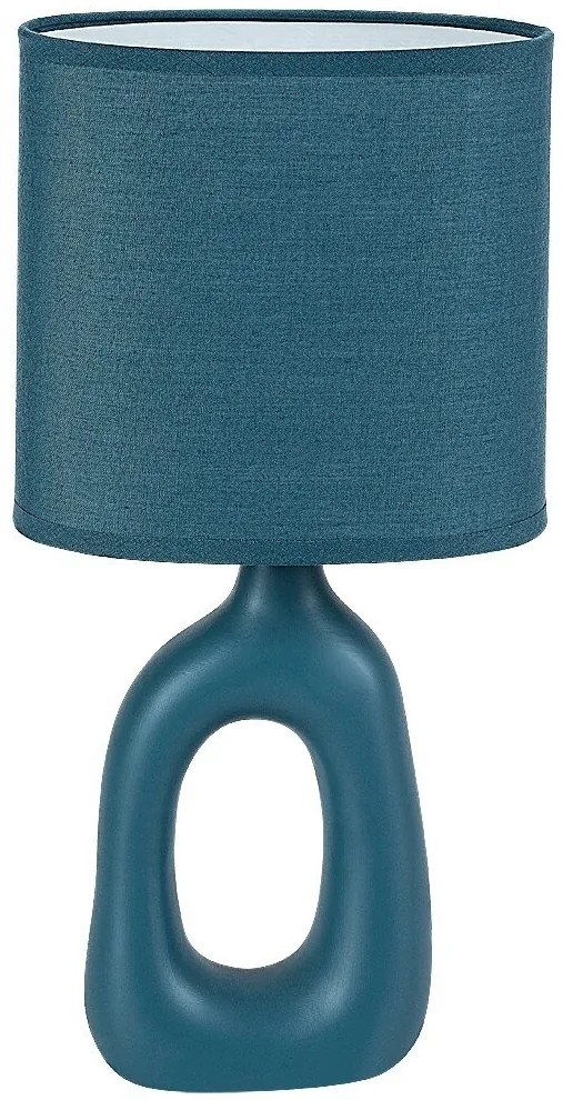 Lampa de masa ceramica si abajur albastru Sylira