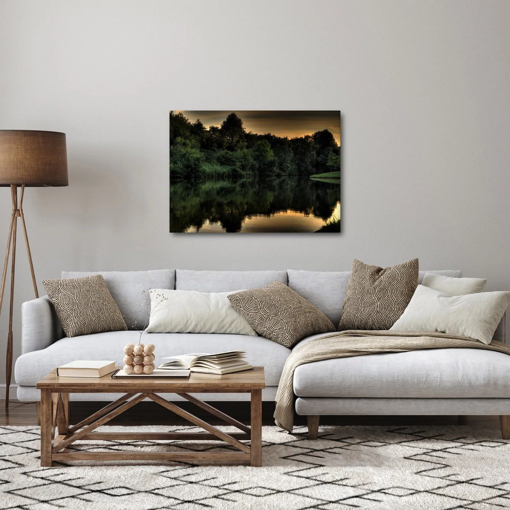Tablou cu lac în pădure (70x50 cm)