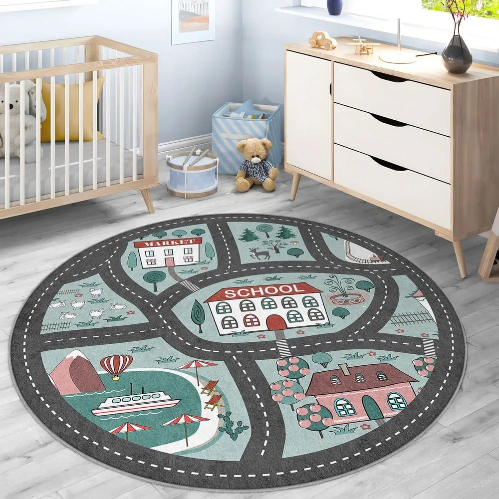 Covor de joacă pentru copii lavabil ø150 cm Happy Neighbourhood – Mila Home