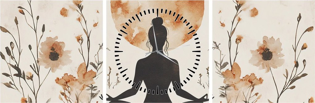 Tablou - Yoga Portocalie (cu ceas) (90x30 cm)