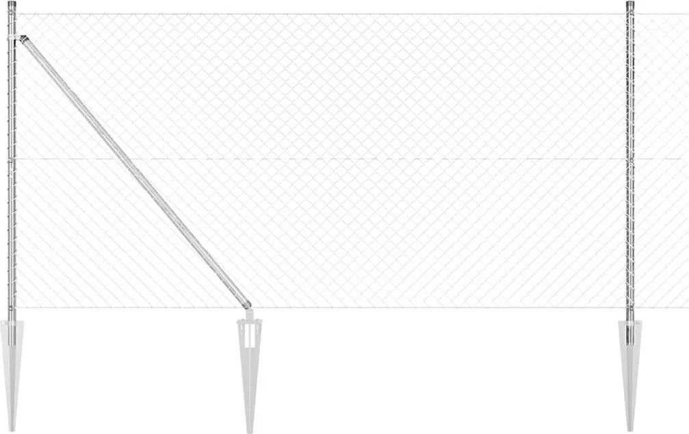 vidaXL Stâlp de gard. Argintiu 10 x 1,2 m (plasă 40 x 40 mm) Oțel