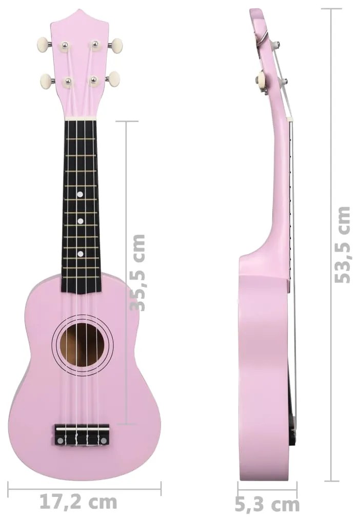 Set de ukulele soprano, pentru copii, cu husa, roz, 21   Roz, 21