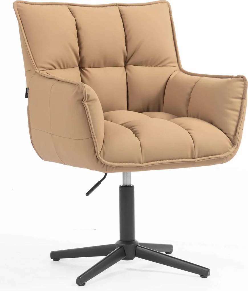 HR560CROSS Scaun Caramel Piele Ecologica Premium Soft cu Bază Neagră