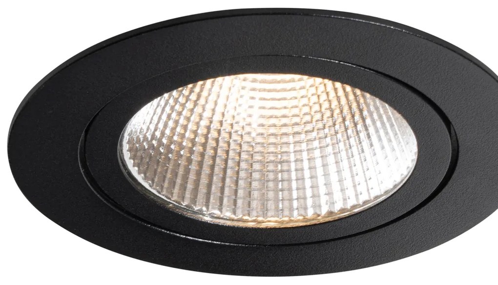 Set de 6 spoturi încastrate negre 9,5 cm, inclusiv LED 1300 lm, cu dimmer IP65 - Gaius