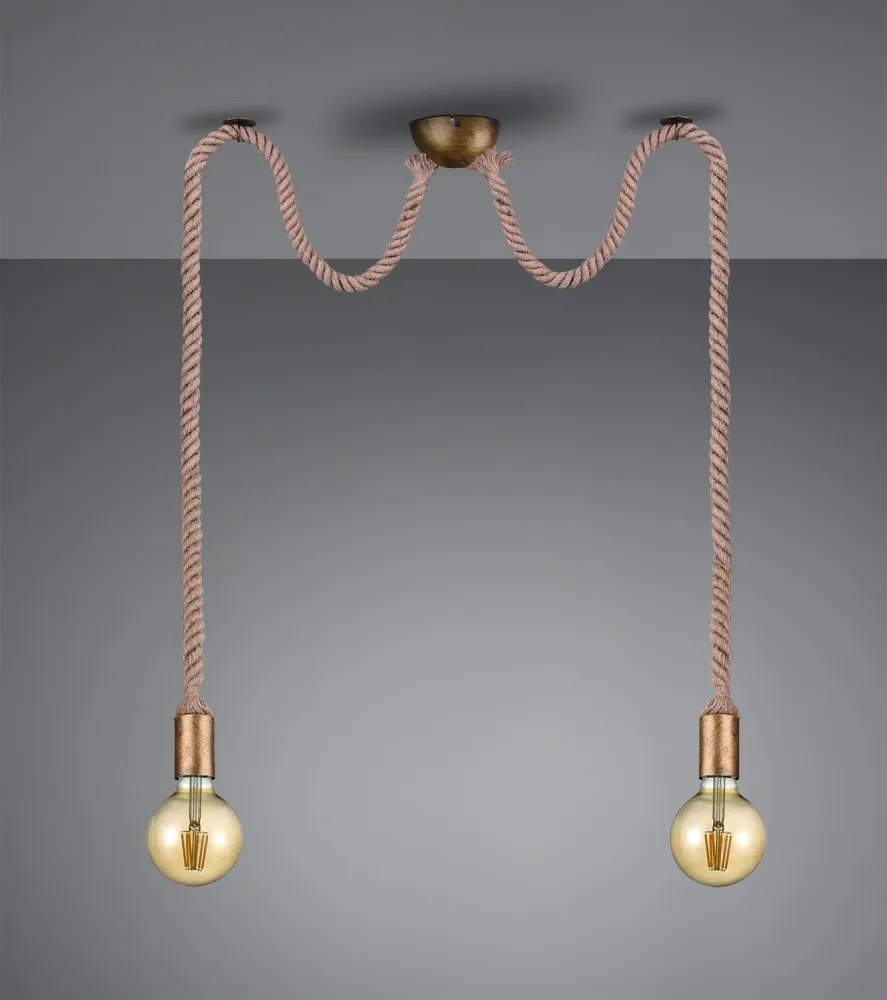 Trio ROPE 310100204 Pendule cu mai multe brate Alamă antic metal excl. 2 x E27 IP20