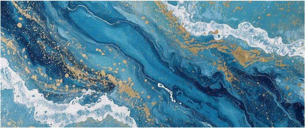Tablou - Marmură bleu cu aur II. (120x50 cm)