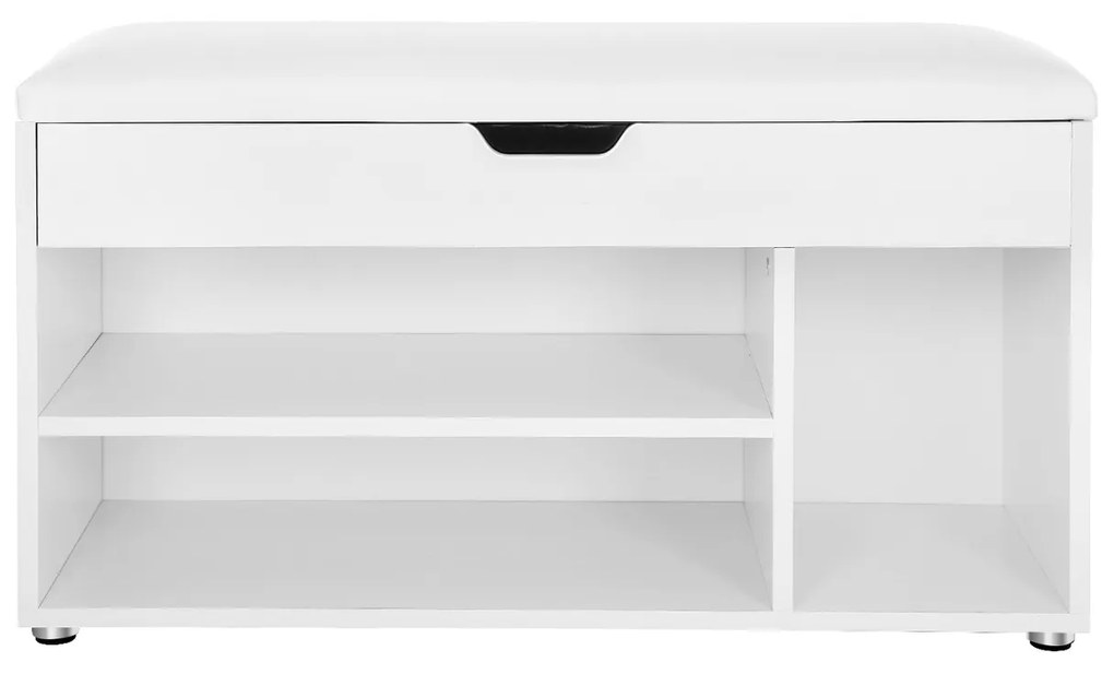 Pantofar cu bancă și spațiu de depozitare LUJZA, 80x30x44cm, alb Vasagle