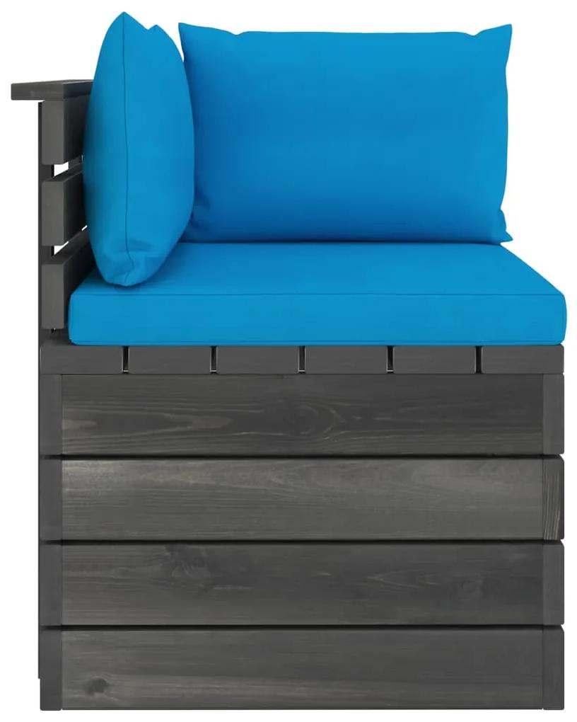 Canapea de gradina din paleti, coltar, cu perne, lemn de pin 1, Albastru deschis, Canapea coltar