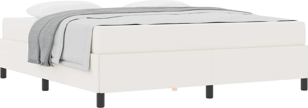 vidaXL Cadru de pat cu saltea Crem 180 x 200 cm țesătură