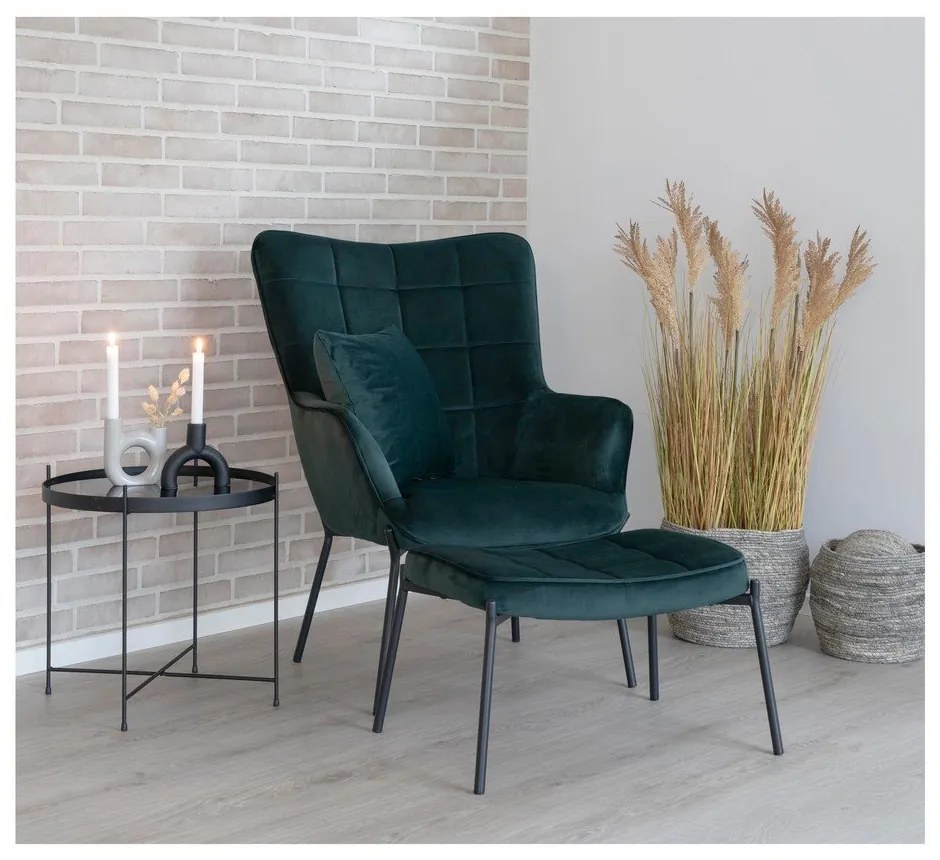 Fotoliu cu husă de catifea House Nordic Glasgow, verde