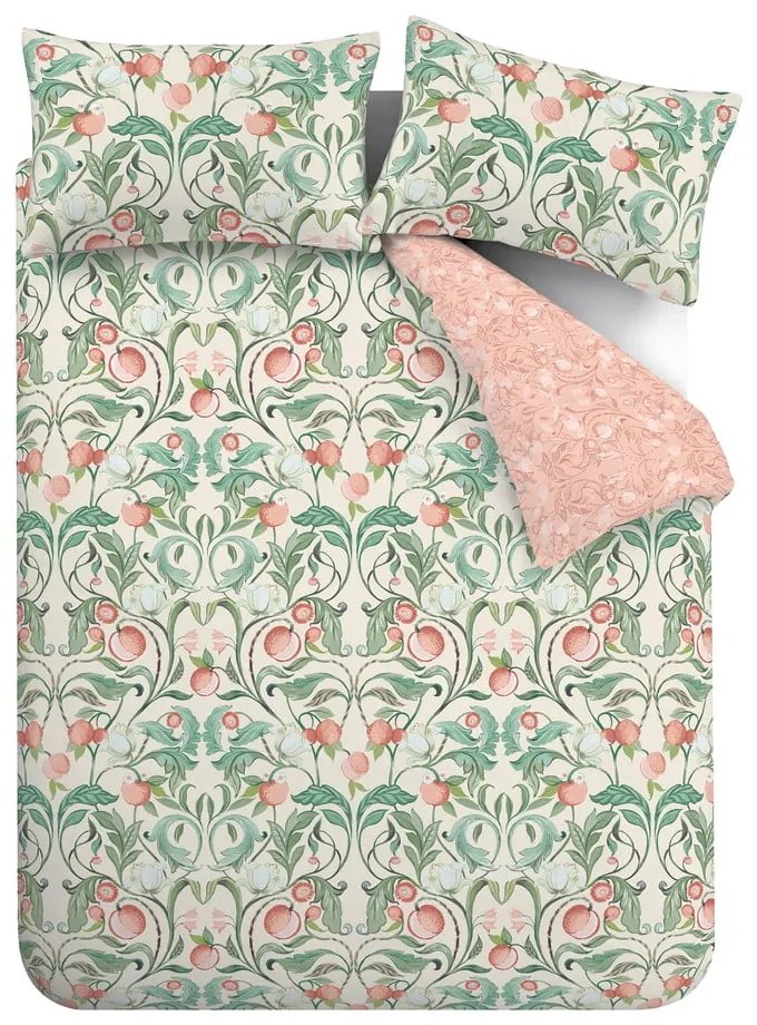 Lenjerie verde/roz pentru pat dublu 200x200 cm Clarence Floral - Catherine Lansfield