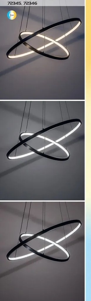 Lustra LED cu telecomanda cu 3 inele metal negru Beliza