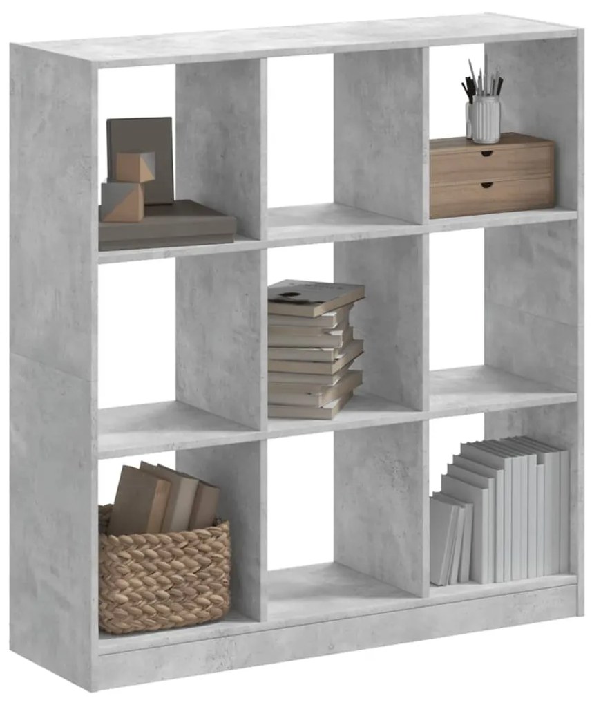 3307840 vidaXL Bibliotecă, gri beton, 102x32x108 cm, lemn prelucrat