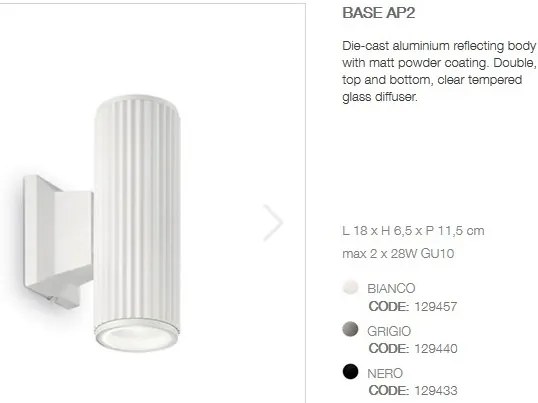 Aplica de perete moderna BASE AP2 alba 129457