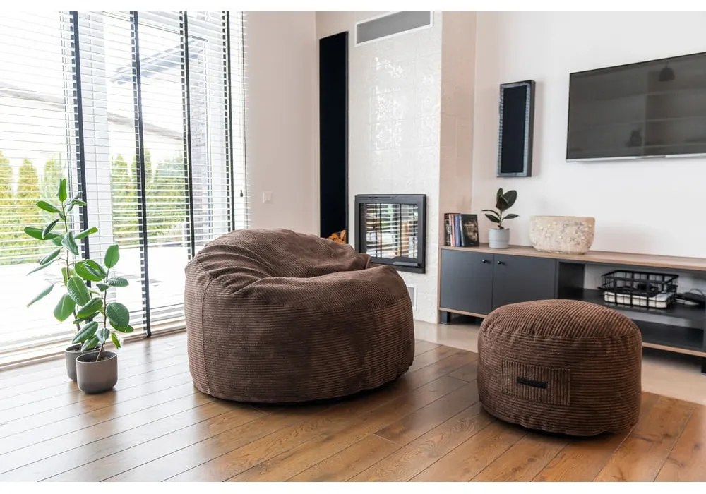 Taburet negru cu tapițerie din catifea reiată Om 60 – SLOWDOWN