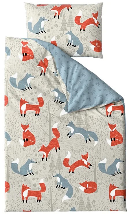 Lenjerie de pat din bumbac pentru patut FOXIVA gri Dimensiunile lenjeriei: 45 x 65 cm | 90 x 135 cm