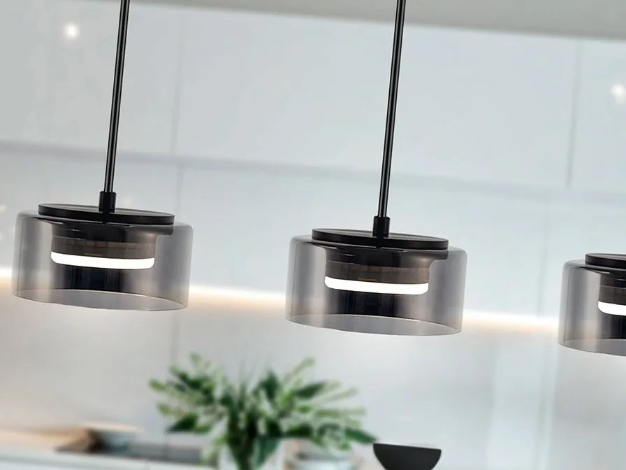 Lustra LED suspendata design modern Olaia 3L Fumuriu