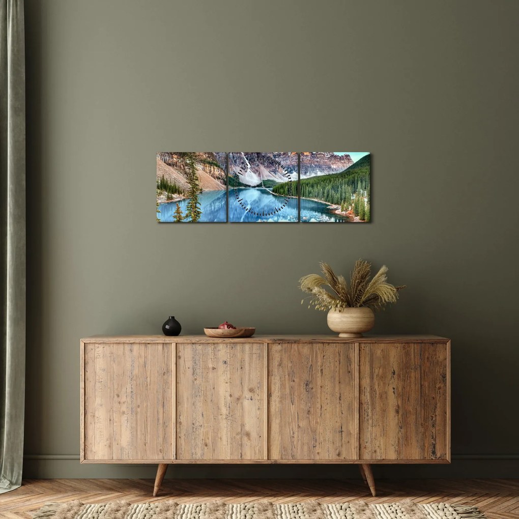 Tablou - Lacul Moraine (cu ceas) (90x30 cm)