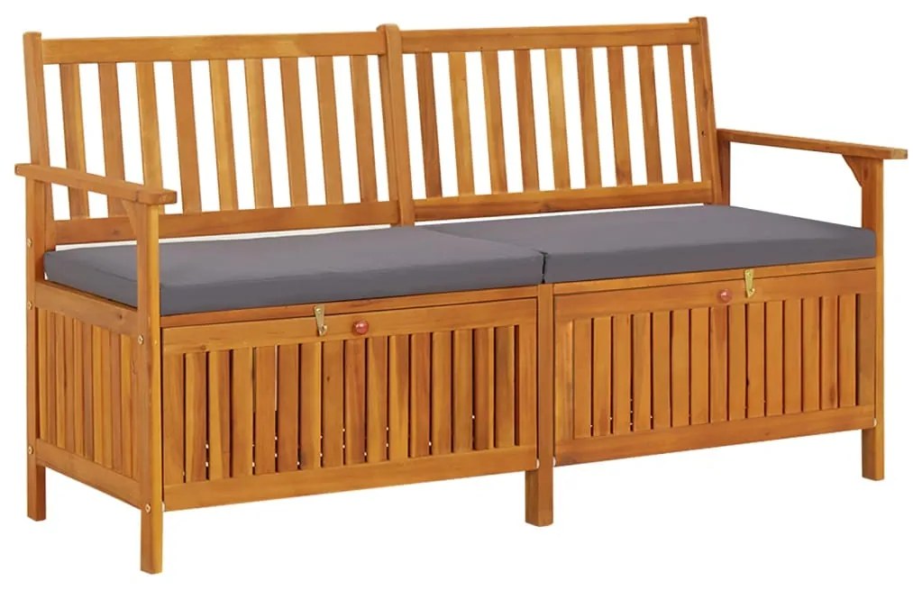vidaXL Bancă de depozitare cu pernă, 148 cm, lemn masiv de acacia
