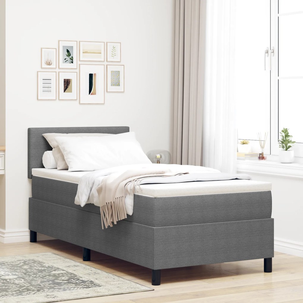 vidaXL Pat cu somieră cu saltea &amp; lumină LED gri 80x200 cm din catifea