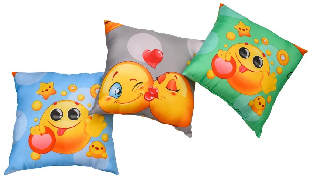 Perna decorativa din microfibra Culoare albastra, EMOJI 45 x 45 cm