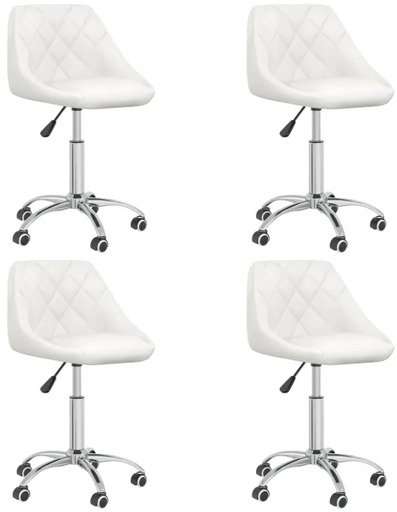 vidaXL Scaune de masă pivotante, 4 buc., alb, piele ecologică