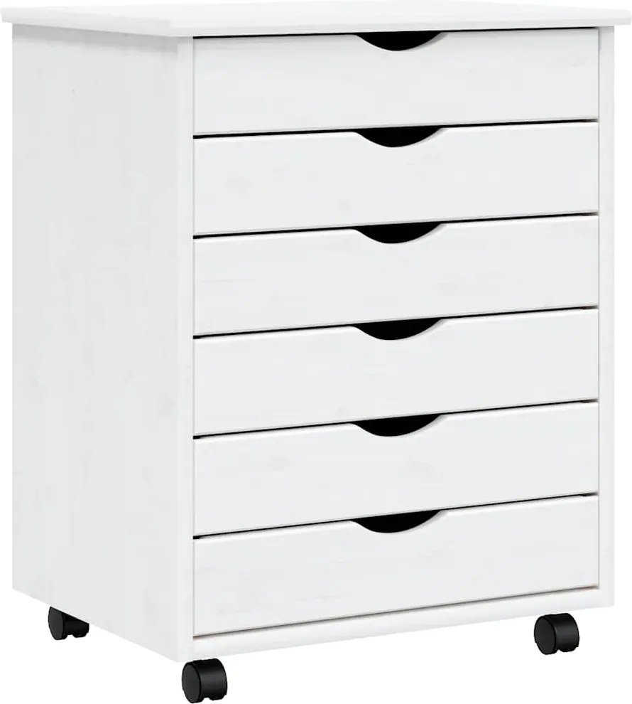 vidaXL Dulap rulant cu sertare MOSS, alb, lemn masiv de pin