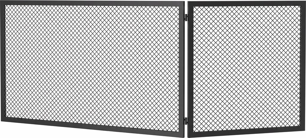 HOMCOM Parascântei Pliabil pentru Șemineu, 2 Panouri, din Metal Vopsit, Gata de Utilizare, 140 x 1 x 50 cm, Negru | Aosom Romania