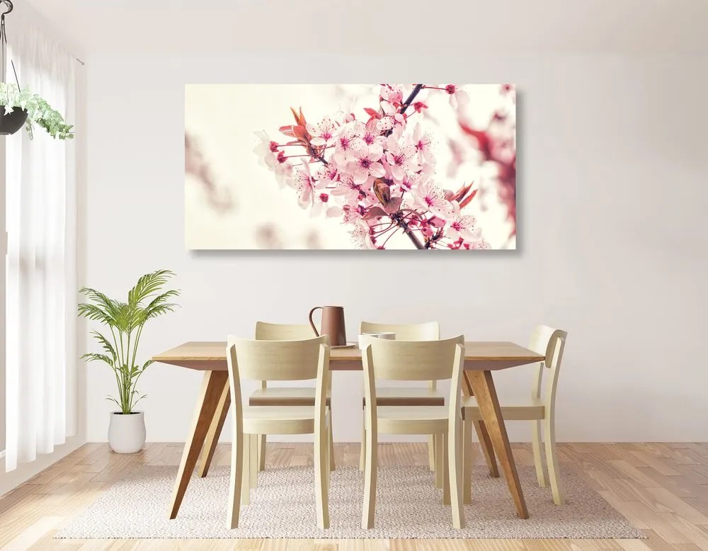 Tablou flori de cireșe roz