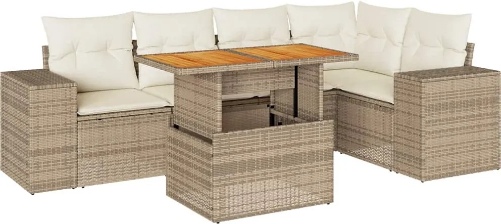 vidaXL Set canapele de grădină cu perne, 6 piese, bej, poliratan