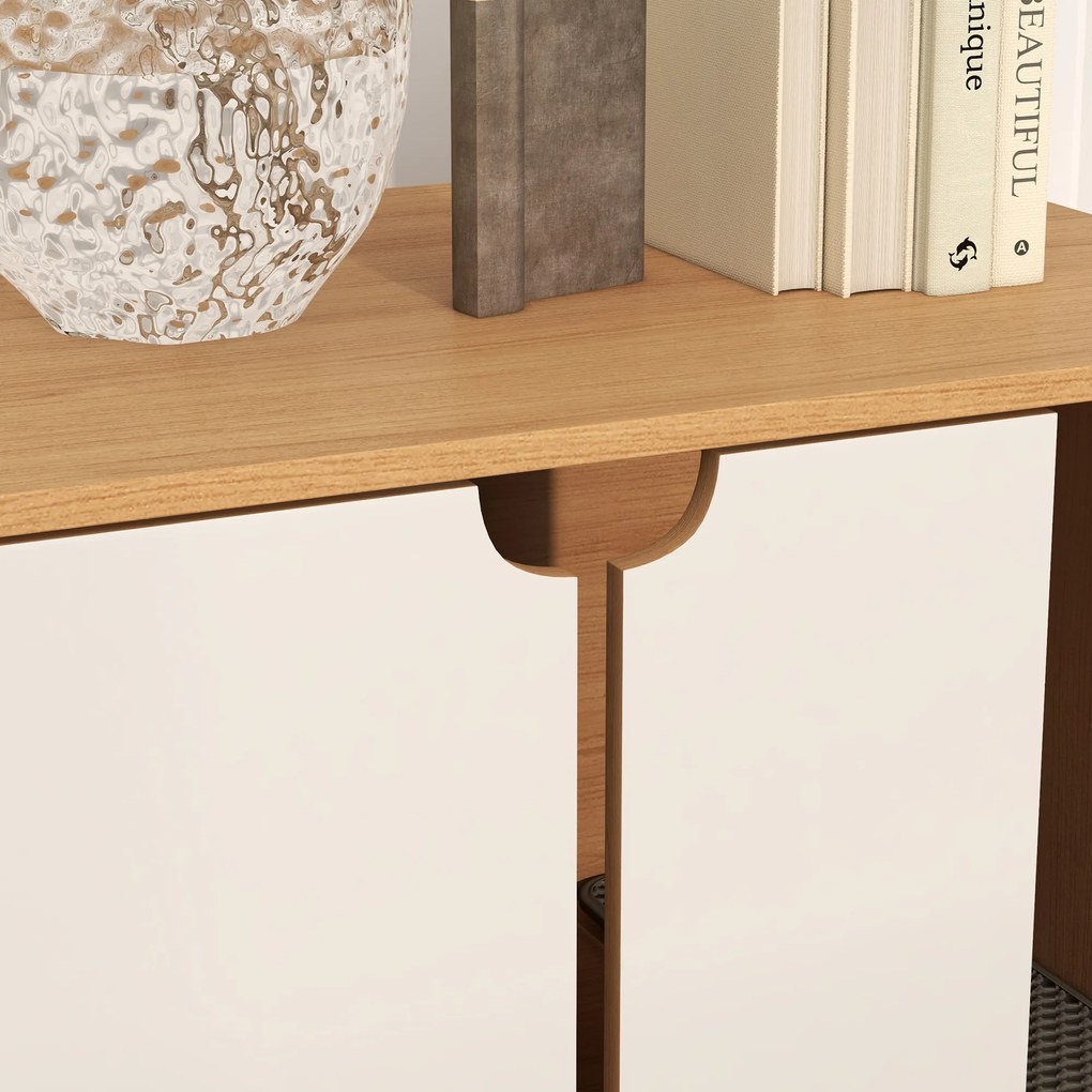 PawHut Mobilier pentru litieră, casă de toaletă pe picioare pentru pisici 2 în 1, uși, stil scandinav 80 x 48 x 48 cm natural și alb | Aosom Romania