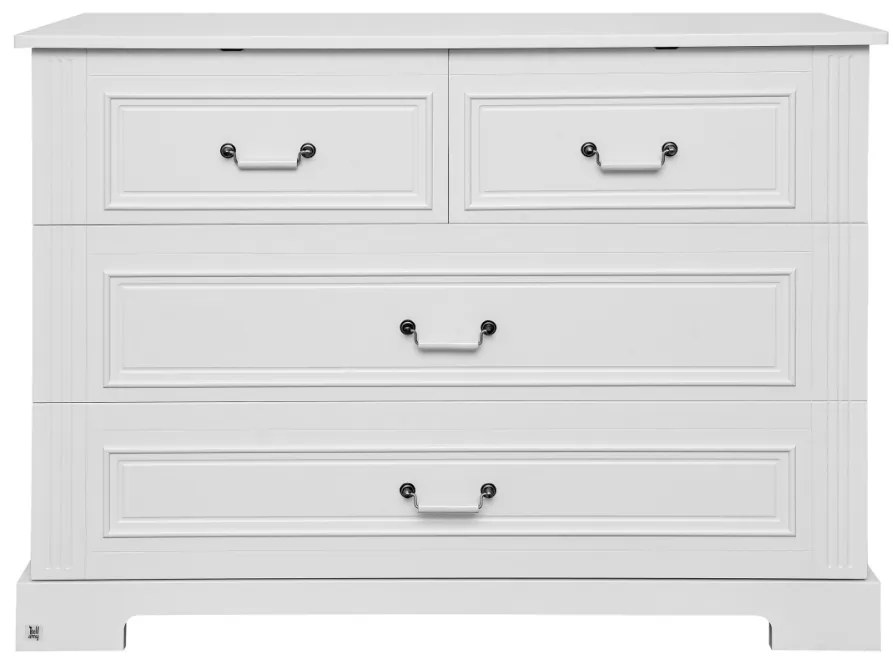Comoda eleganta Ines alba cu 4 sertare L120 cm