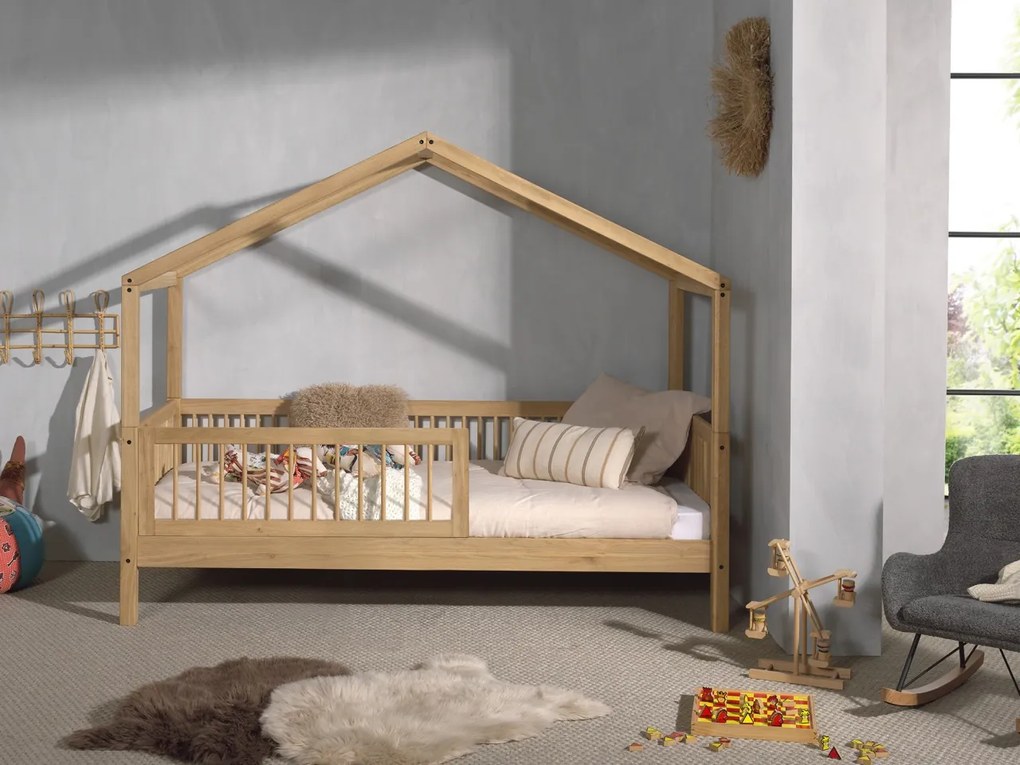 Set FORREST OAK format dintr-un Pat copii Vipack (90 x 200 cm) și o bară de siguranță.