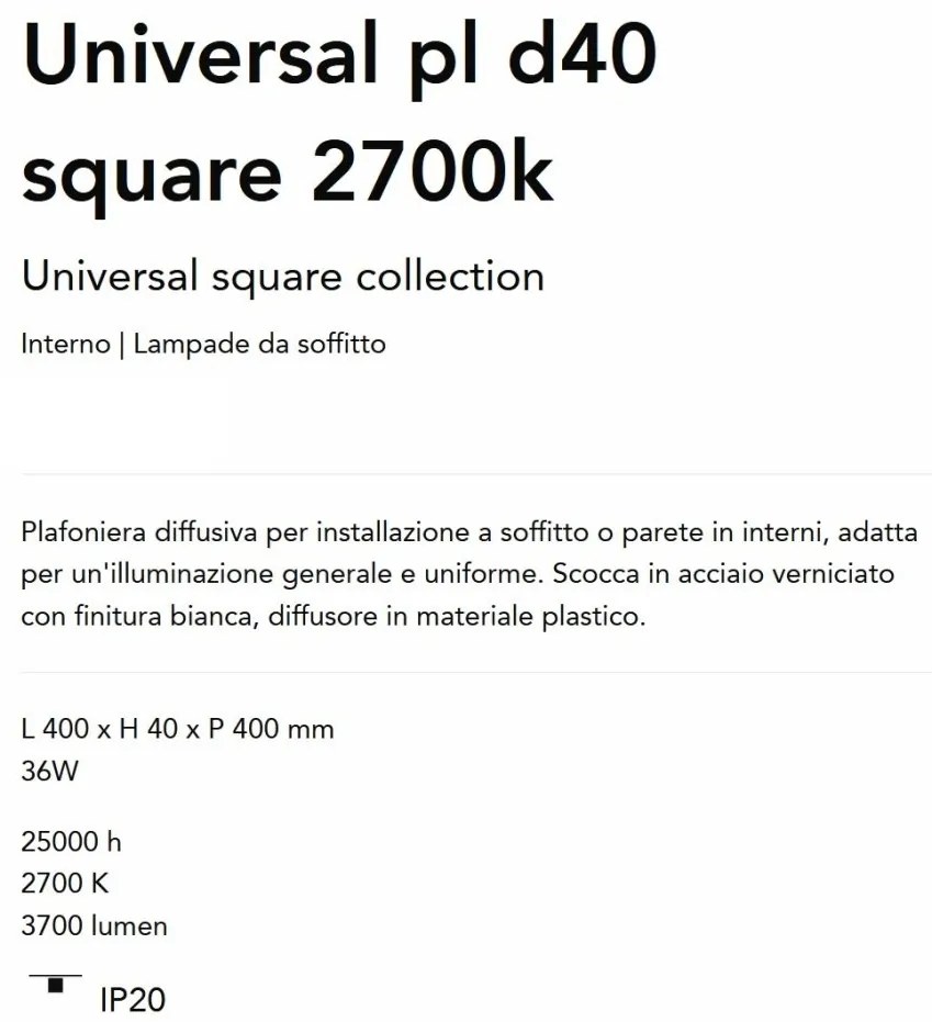 Plafoniera LED perete/tavan Universal pl d40 square 2700k