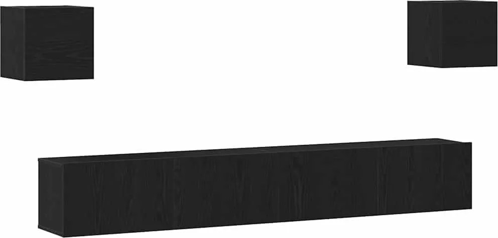 vidaXL Set comodă TV Stejar Negru 200 x 30 x 30 cm Lemn compozit