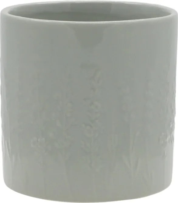 Ghiveci verde din portelan, cu model floral, H10.5/D10.5 cm, Fayence