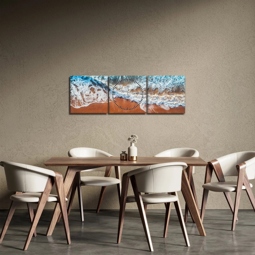 Tablou cu plaja mării (cu ceas) (90x30 cm)