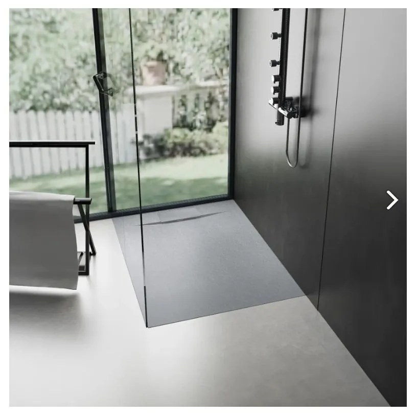 Rea Bazalt Grey cadita de dus patrata x90 cm gri REA-K4105