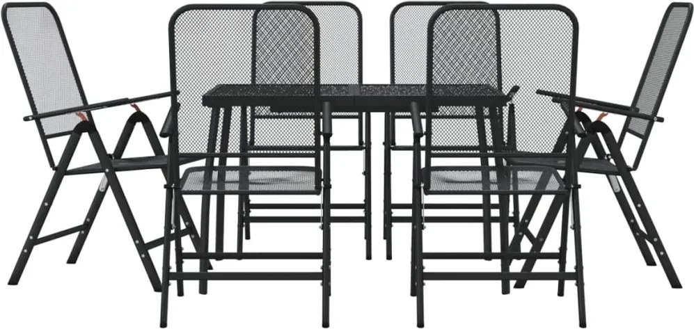 vidaXL Set de masă pentru grădină, 7 piese, plasă metalică antracit