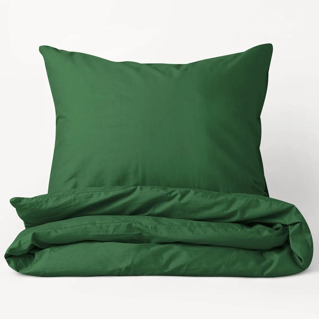Goldea lenjerie de pat din 100% bumbac - verde închis 140 x 200 și 70 x 90 cm