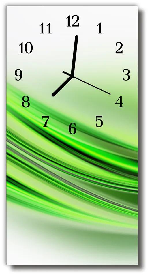 Ceas de perete din sticla vertical Grafică de artă linii verzi