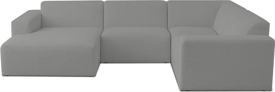 Colțar gri cu tapițerie din stofă bouclé (în formă de "U") Roxy – Scandic