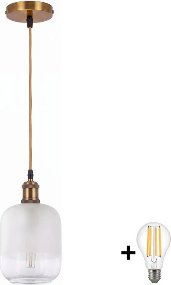 BRILAGI - LED pendul pe cablu RETRO GLASS 1xE27/60W/230V Ø 14 cm auriu/alb