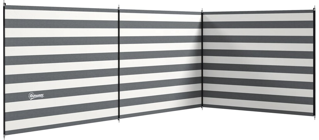 Outsunny Paravan de Plajă Pliabil din Poliester 540x150 cm Gri | Aosom Romania